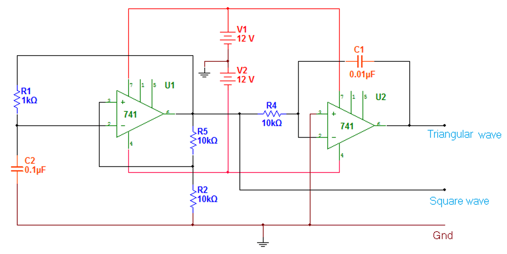 Waveform Generator using LM741