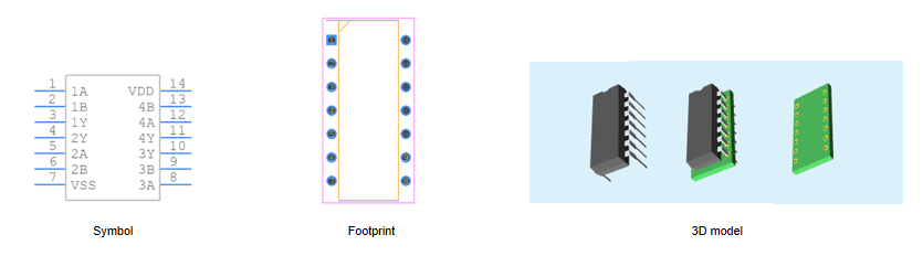 HEF4093BP: Symbol, Footprint, and 3D Model