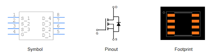 Fig.1 Symbol, Pinout and Footprint of AO4466